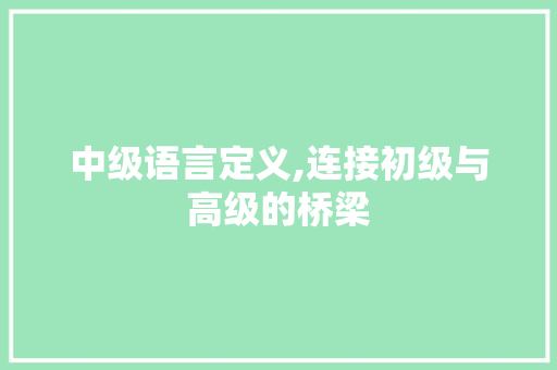 中级语言定义,连接初级与高级的桥梁