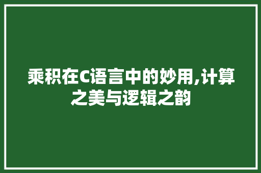 乘积在C语言中的妙用,计算之美与逻辑之韵