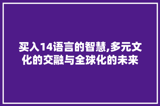 买入14语言的智慧,多元文化的交融与全球化的未来