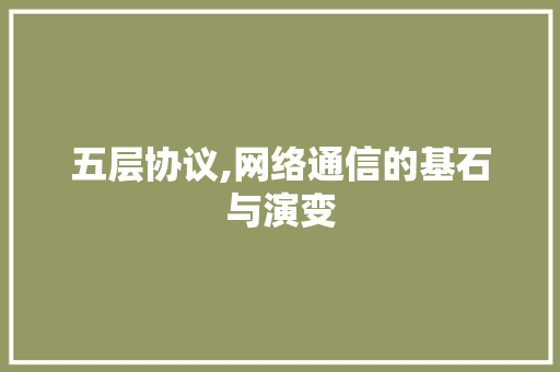 五层协议,网络通信的基石与演变 SEO关键词