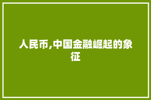 人民币,中国金融崛起的象征 神马SEO