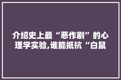 介绍史上最“恶作剧”的心理学实验,谁能抵抗“白鼠陷阱”
