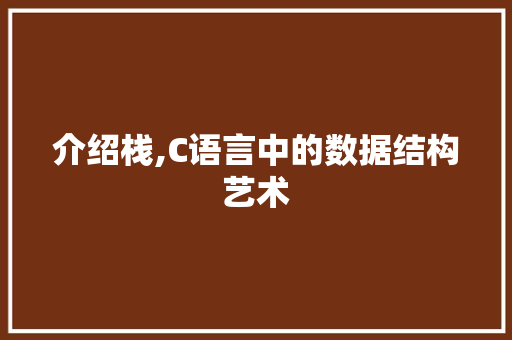 介绍栈,C语言中的数据结构艺术