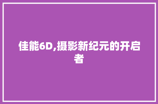 佳能6D,摄影新纪元的开启者