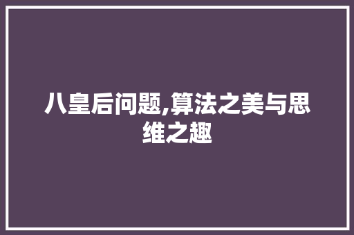 八皇后问题,算法之美与思维之趣