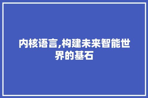 内核语言,构建未来智能世界的基石