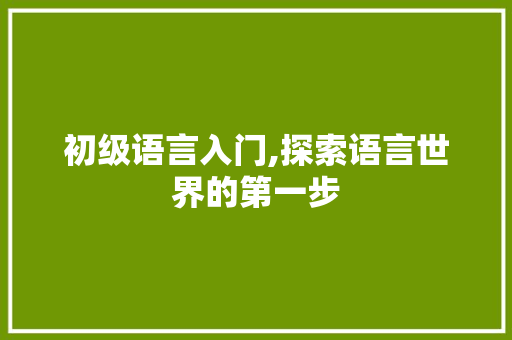 初级语言入门,探索语言世界的第一步