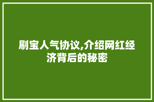 刷宝人气协议,介绍网红经济背后的秘密