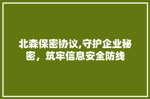 北森保密协议,守护企业秘密，筑牢信息安全防线