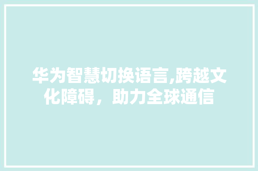 华为智慧切换语言,跨越文化障碍，助力全球通信