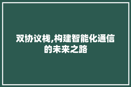 双协议栈,构建智能化通信的未来之路