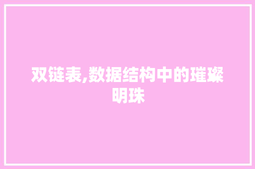 双链表,数据结构中的璀璨明珠