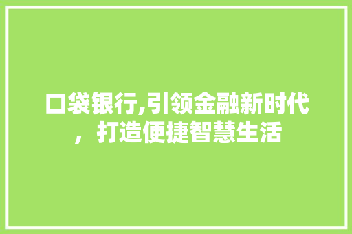 口袋银行,引领金融新时代，打造便捷智慧生活