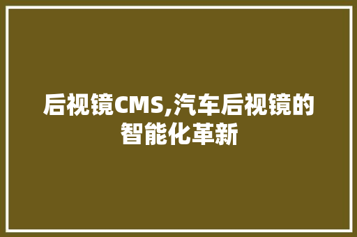 后视镜CMS,汽车后视镜的智能化革新