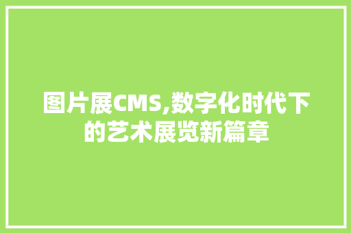 图片展CMS,数字化时代下的艺术展览新篇章