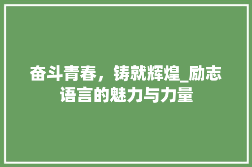 奋斗青春，铸就辉煌_励志语言的魅力与力量