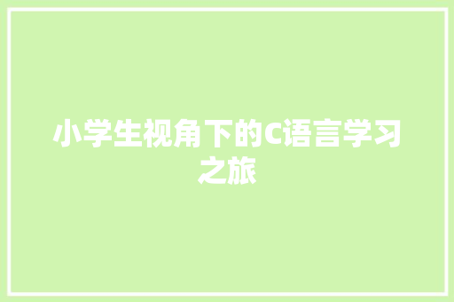 小学生视角下的C语言学习之旅