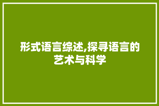 形式语言综述,探寻语言的艺术与科学