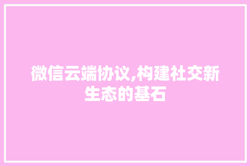 微信云端协议,构建社交新生态的基石