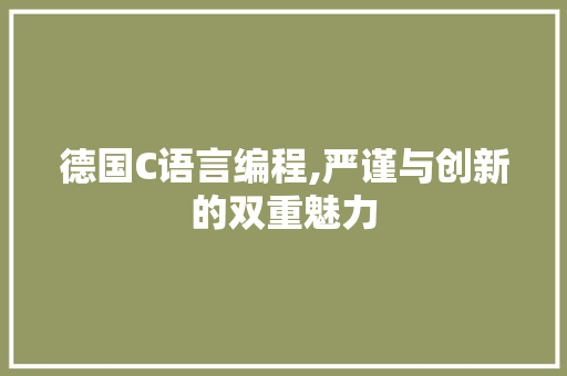德国C语言编程,严谨与创新的双重魅力