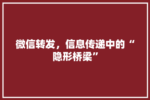 微信转发，信息传递中的“隐形桥梁”