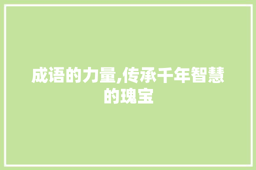 成语的力量,传承千年智慧的瑰宝