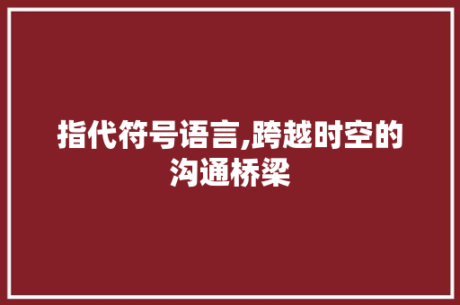 指代符号语言,跨越时空的沟通桥梁