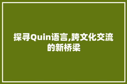 探寻Quin语言,跨文化交流的新桥梁