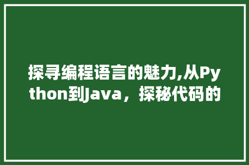 探寻编程语言的魅力,从Python到Java，探秘代码的奥秘 神马SEO