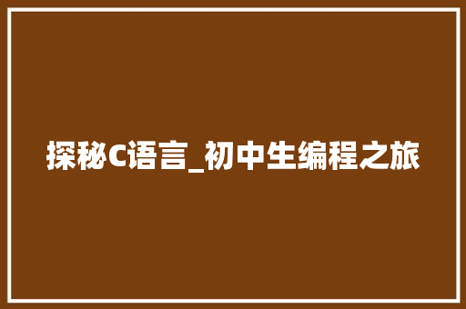 探秘C语言_初中生编程之旅 必应SEO