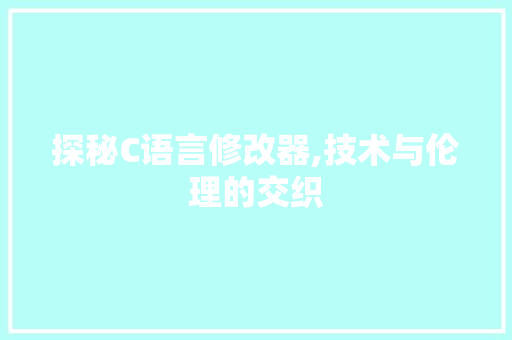 探秘C语言修改器,技术与伦理的交织 神马SEO