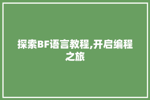 探索BF语言教程,开启编程之旅