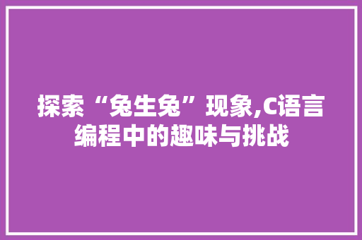 探索“兔生兔”现象,C语言编程中的趣味与挑战