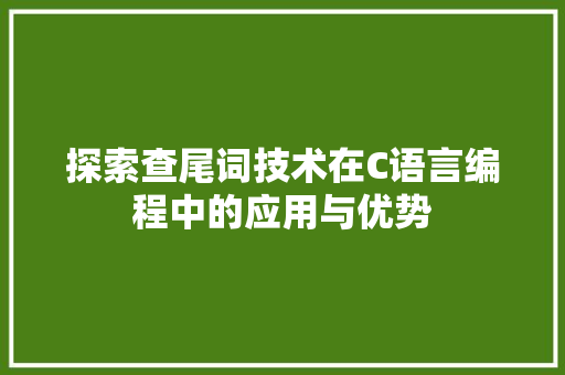 探索查尾词技术在C语言编程中的应用与优势