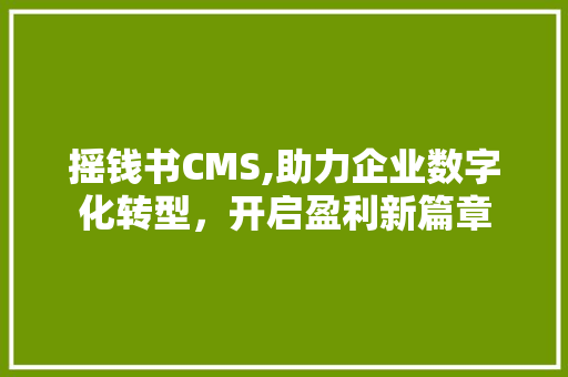 摇钱书CMS,助力企业数字化转型，开启盈利新篇章