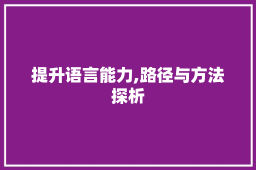 提升语言能力,路径与方法探析 必应SEO