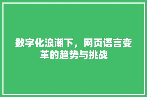 数字化浪潮下，网页语言变革的趋势与挑战