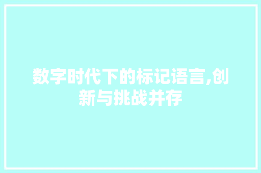 数字时代下的标记语言,创新与挑战并存