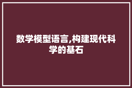 数学模型语言,构建现代科学的基石