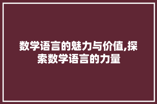 数学语言的魅力与价值,探索数学语言的力量 网站建设公司