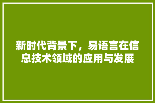 新时代背景下，易语言在信息技术领域的应用与发展