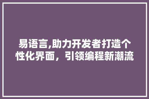 易语言,助力开发者打造个性化界面，引领编程新潮流