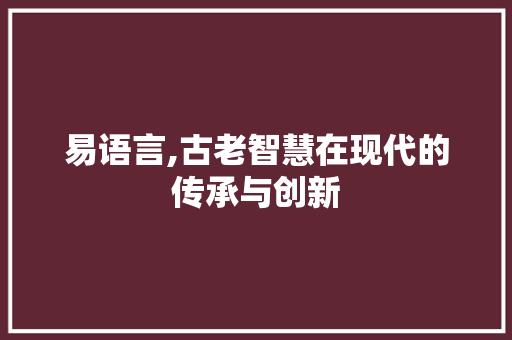 易语言,古老智慧在现代的传承与创新