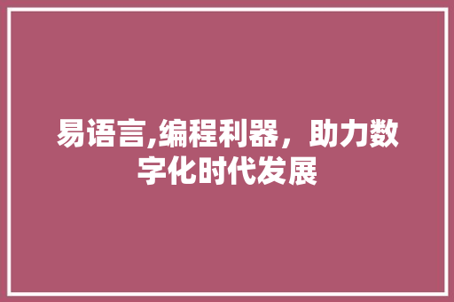易语言,编程利器，助力数字化时代发展