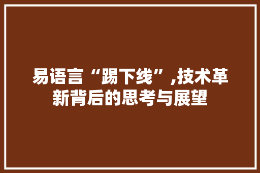 易语言“踢下线”,技术革新背后的思考与展望 神马SEO