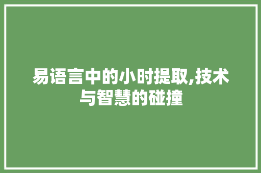 易语言中的小时提取,技术与智慧的碰撞