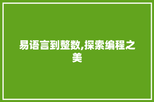 易语言到整数,探索编程之美