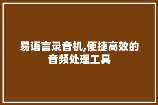 易语言录音机,便捷高效的音频处理工具