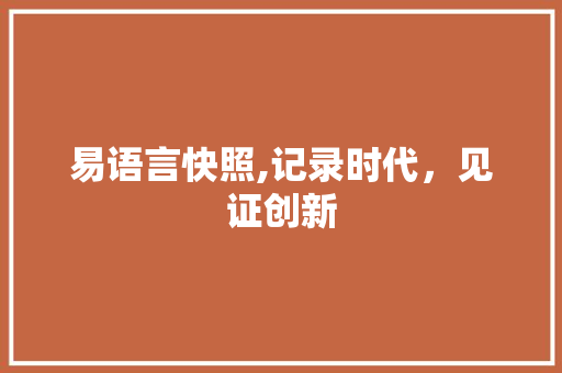 易语言快照,记录时代，见证创新
