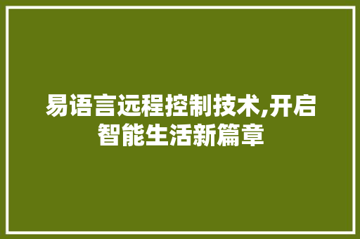 易语言远程控制技术,开启智能生活新篇章